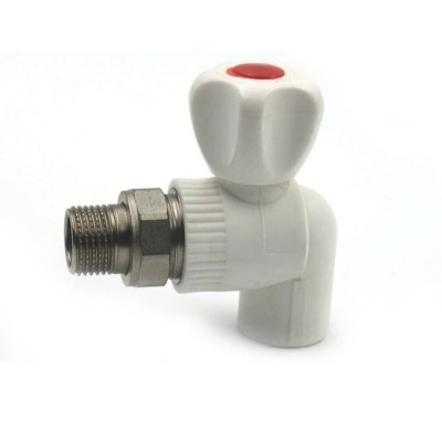 high quality ppr water external thread angle ball valve size 1/2 3/4 ppr plastic hot cold pipe ball valve with unicon